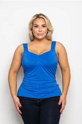 PLUS SIZE RUCHED FRONT TANK TOP
