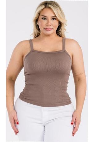 PLUS SIZE SEAMLESS FITTED CAMI TANK TOP