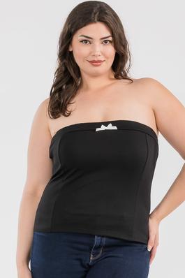 PLUS SIZE FRONT BOW DETAIL TUBE TOP