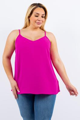 PLUS SIZE V NECK RELAXED FIT CAMI TANK TOP