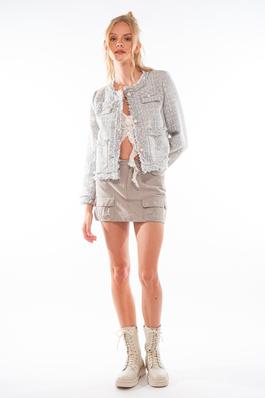 PEARL BUTTONED TWEED JACKET