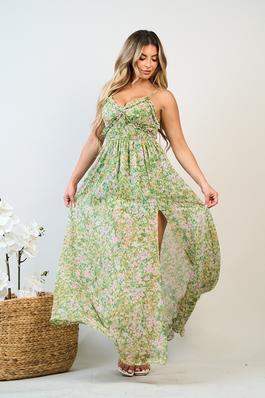 DITSY FLORAL MAXI DRESS WITH JEWEL ACCENT