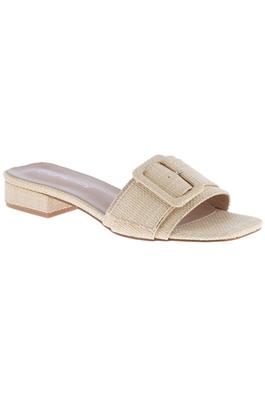 WOMENS BUCKLED STRAP SQUARE TOE SLIPPERS SQUARE-25