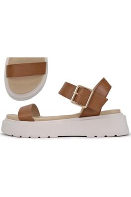 WOMEN SQUARE TOE ANKLE BUCKLED FLAT SANDALS BUCKET