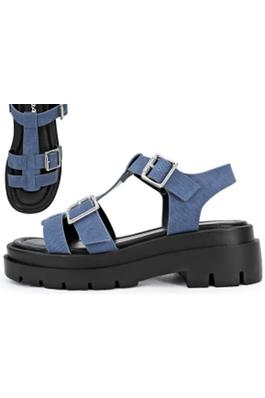 WOMENS BUCKLED STRAP LUGGED PLATFORM SANDALS DILIA
