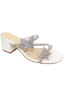 WOMENS RHINESTONE BUTTERFLY CHUNKY SLIDES DINDY-2