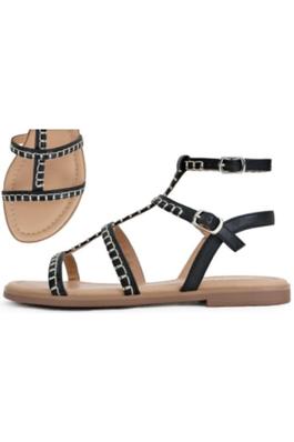 WOMENS STRAPPY ANKLE BUCKLED FLAT SANDALS PANAM