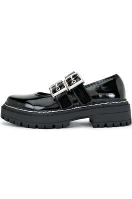 WOMENS BUCKLED DUAL BAND PLATFORM FLOAFERS MIDI