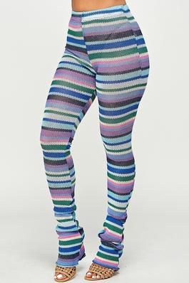 High waist multi color knit pants