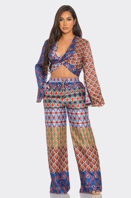 FRONT TWIST DETAIL TOP AND PANTS SET