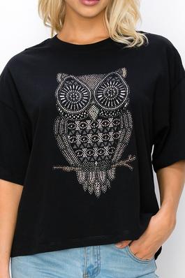 Owl Shirt Rhinestone Tee