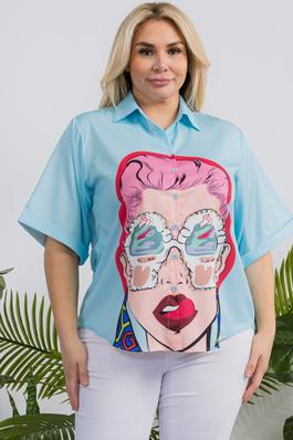 Plus Size Fashion Print Shirt