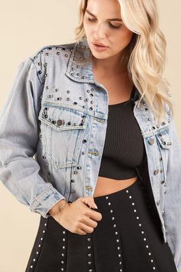 Studded button-down jean jacket