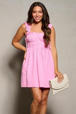 Ruffled cotton fit-and-flare sleeveless dress