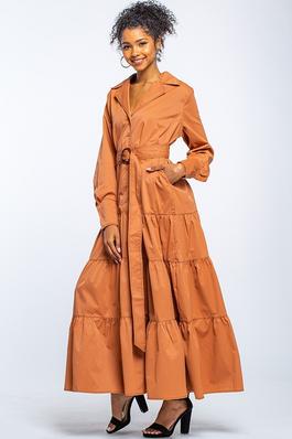 MAXI TRENCH DRESS WITH BELT