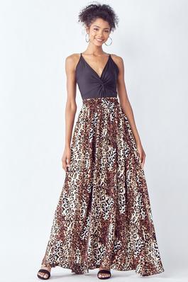 POCKETED LEOPARD MAXI SKIRT