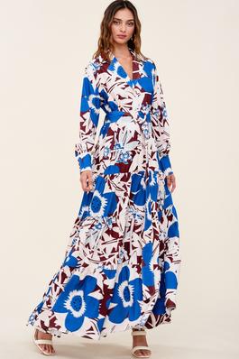 PRINTED MAXI DRESS WITH BELT