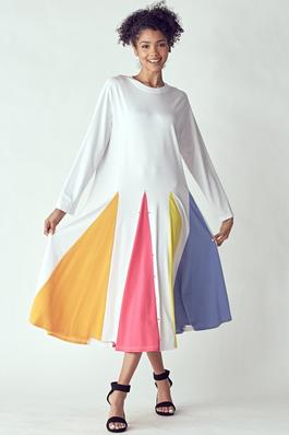 MULTI COLOR PLEATED DRESS WITH STUDS