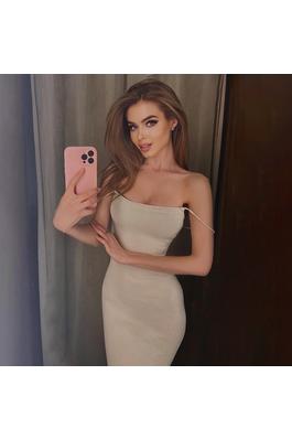 Sexy strappy hip-hugging dress with strappy backless slit long skirt
