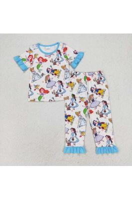 cartoon princess girl pajamas set