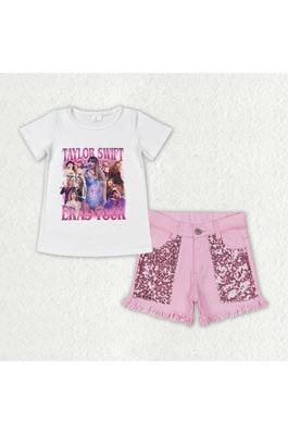 TS Taylor swift sequin shorts girl outfit