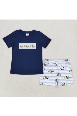 duck embroidery boy set summer  clothes