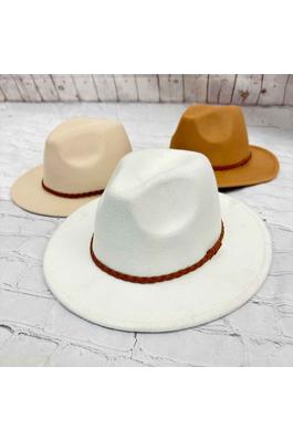 CLASSIC FEDORA HAT WITH SUEDE BRAIDE BELT