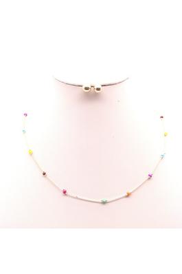 TRENDY COLORFUL BEADED GOLD NECKLACE SET 