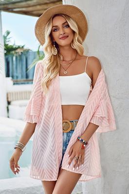 Open Front Drape See Through Cardigan