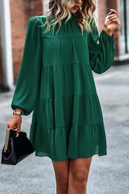 Solid Lined Color Block Loose Fit Dress