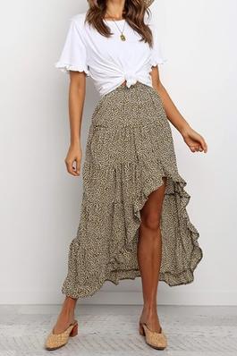 Polka Dot Ruffled Maxi Skirts