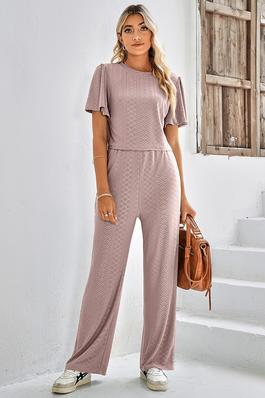 Cross Plaid Round Neck Two Pieces Sets