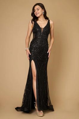 Long Hand Beaded Couture Sequin Formal Dress