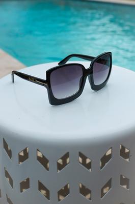 Black Gray Megan Oversized Gradient Sunglasses