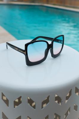 Black Blue Pink Megan Oversized Sunglasses