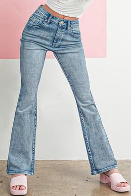 RHINESTONED WHIP STITCHED BOOTCUT DENIM JEANS