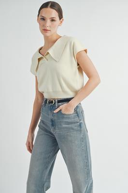 Oversize Knit Polo Top