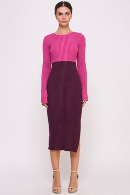 Color Block Knitted Midi Dress