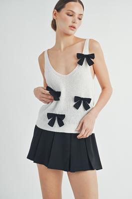 Bow Detail Sleeveless Knit Top