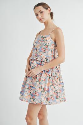 Strappy Ruffle Cotton Mini Dress