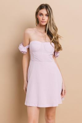 Linen Off-the-Shoulder Mini Dress