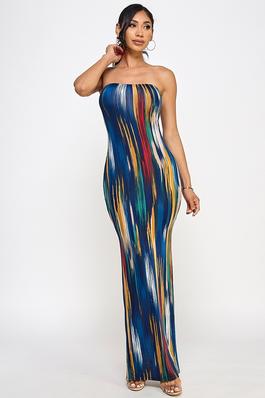 Multi colored tube maxi dress