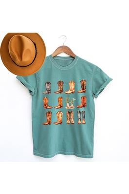 COWBOY BOOTS WESTERN GRAPHIC T SHIRT