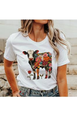 COW IN FLOWER GRAPHIC TEE