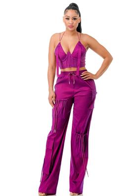 Corset Style Top And Pants Set