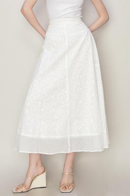 Elegant Eyelet High Waist Midi Skirt