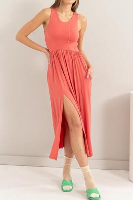 Elegant Sleeveless Jersey Midi Dress