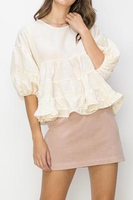 Adorable Babydoll Blouse with Balloon Sleeves