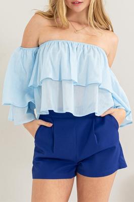 Romantic Off-Shoulder Ruffle Layered Top