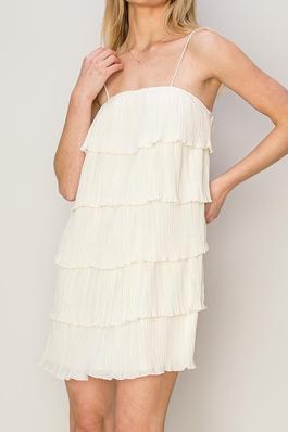 Elegant Tiered Chiffon Dress with Square Neck